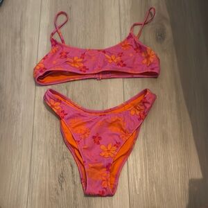 PacSun Pink and Orange Floral Bikini